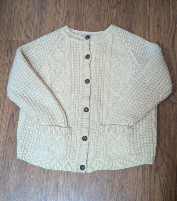 Sweaters - Standun Pure Irish Wool Fisherman Sweater Women's Medium (44) Cream Cable Knit